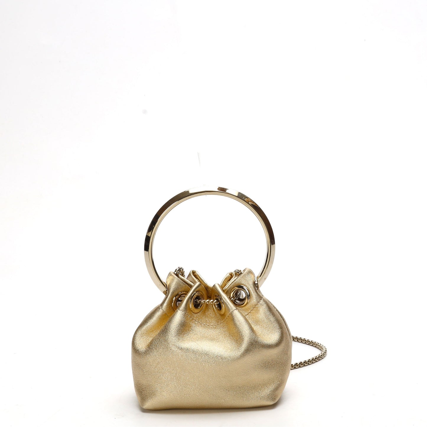 Jimmy Choo Bon Bon Gold Metallic Mini Bucket Bag