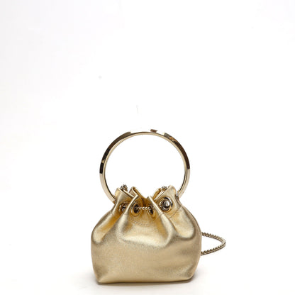 Jimmy Choo Bon Bon Gold Metallic Mini Bucket Bag