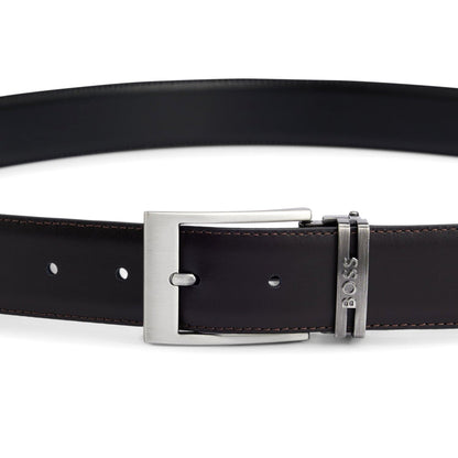 Italian-Leather Reversible Belt With Branded Keeper