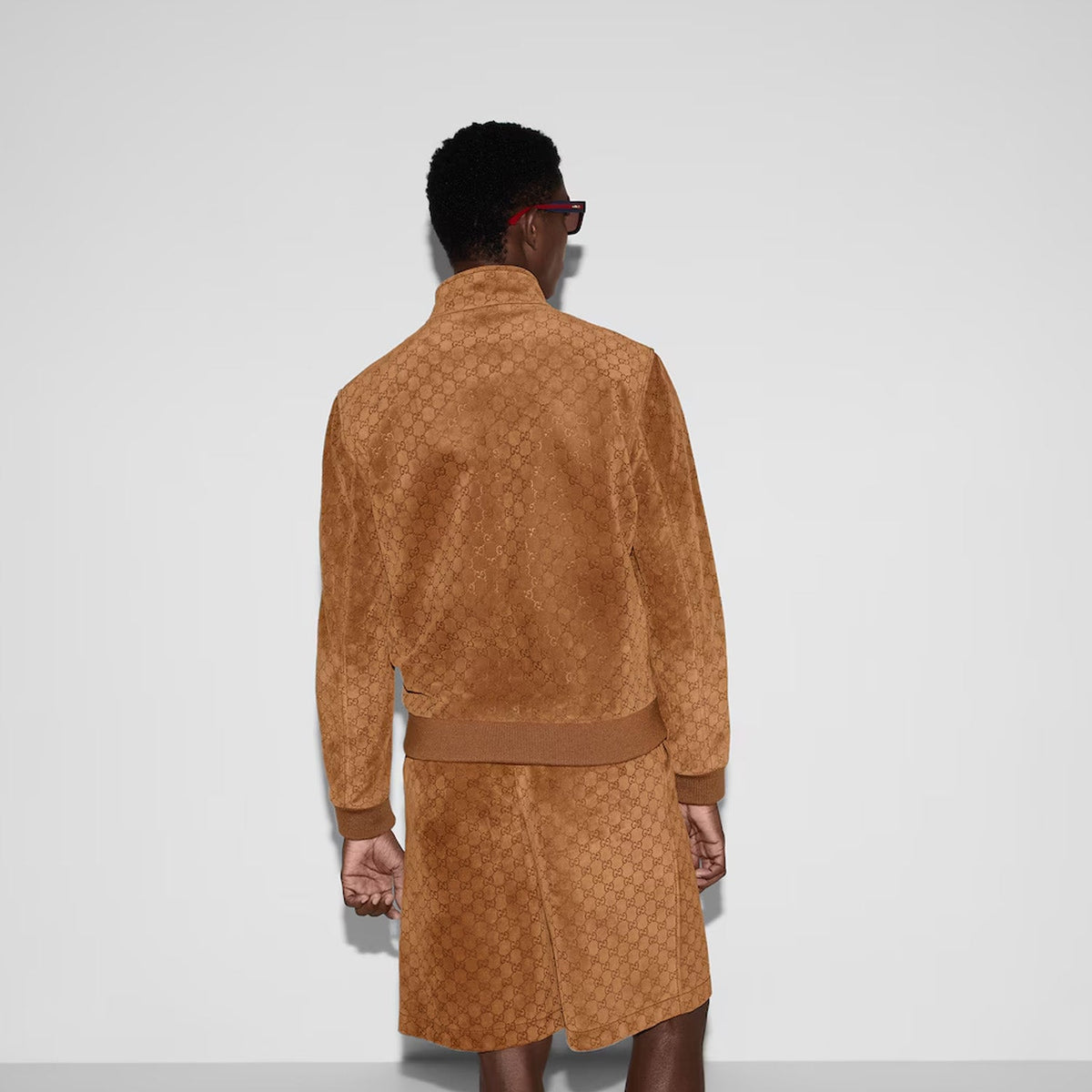 Gucci Embossed Gg Suede Bomber Jacket