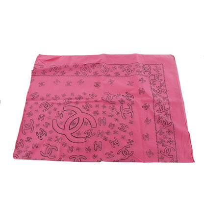 CHANEL CC Logos Pink  Large Scarf Cotton #AH585 S