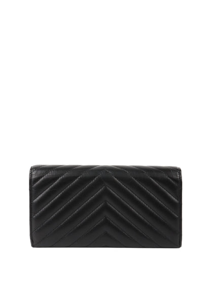 Chanel All Black Chevron 2.55 Large Wallet.