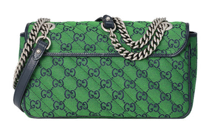 (WMNS) GUCCI Leather GG Marmont Multicolor Logo Single-Shoulder Bag Small Green/Blue 443497-2UZCN-3368
