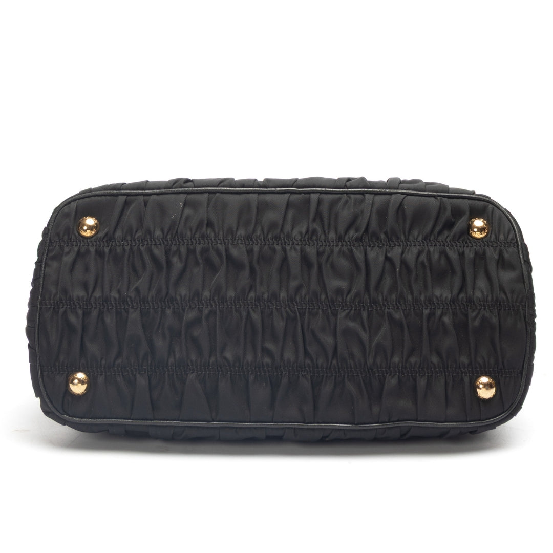 Prada Black Gaufre Tessuto Nylon Convertible Satchel