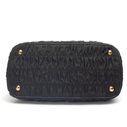 Prada Black Gaufre Tessuto Nylon Convertible Satchel