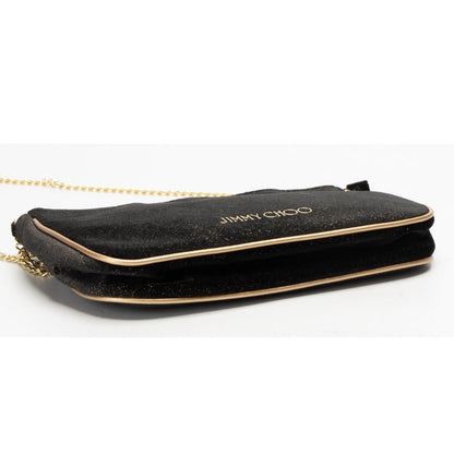 Jimmy Choo Black & Gold Glitter Velvet Crossbody Bag