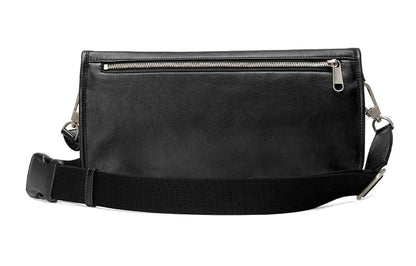 GUCCI Metallic Interlock Double G Soft Leather fanny pack Shoulder Messenger Bag Unisex / Black Classic 575837-1GZAX-1000