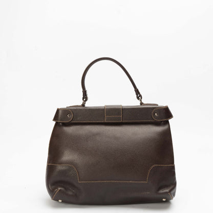 Salvatore Ferragamo Brown Gancini Satchel