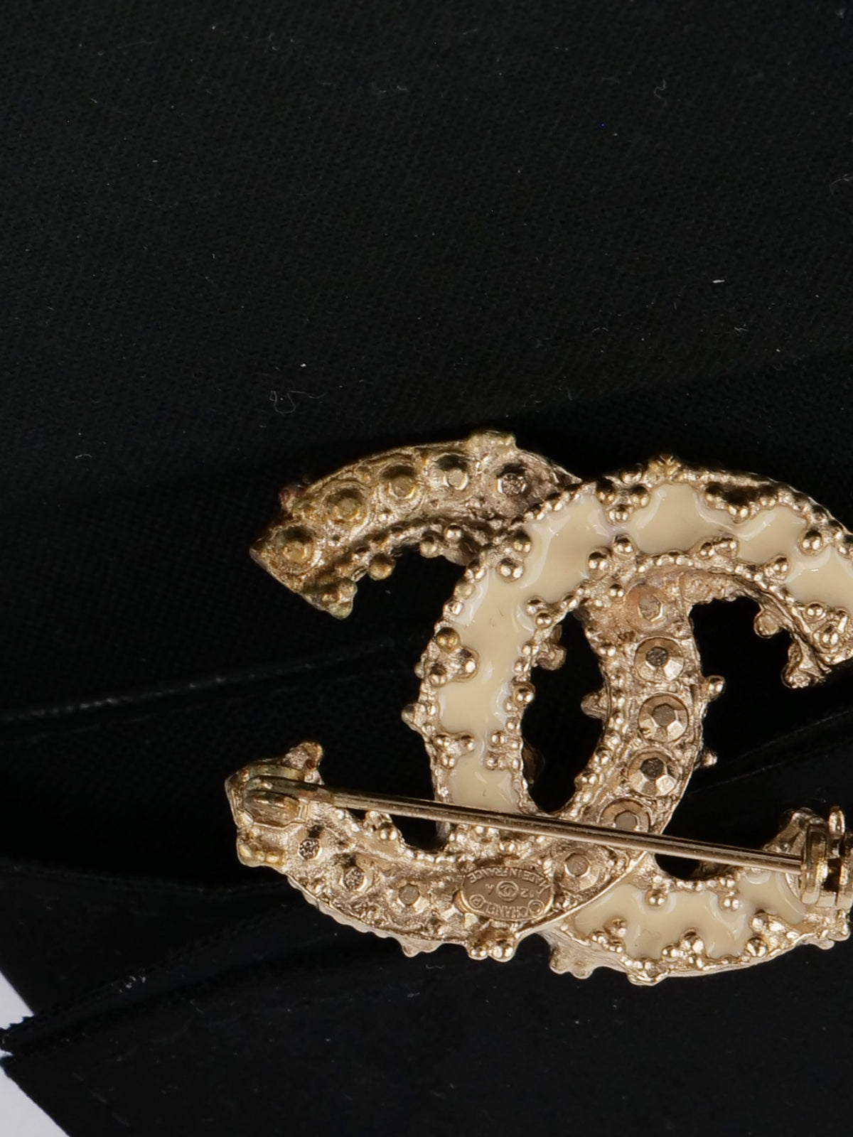 Chanel Small Light Gold & Resin CC Brooch.
