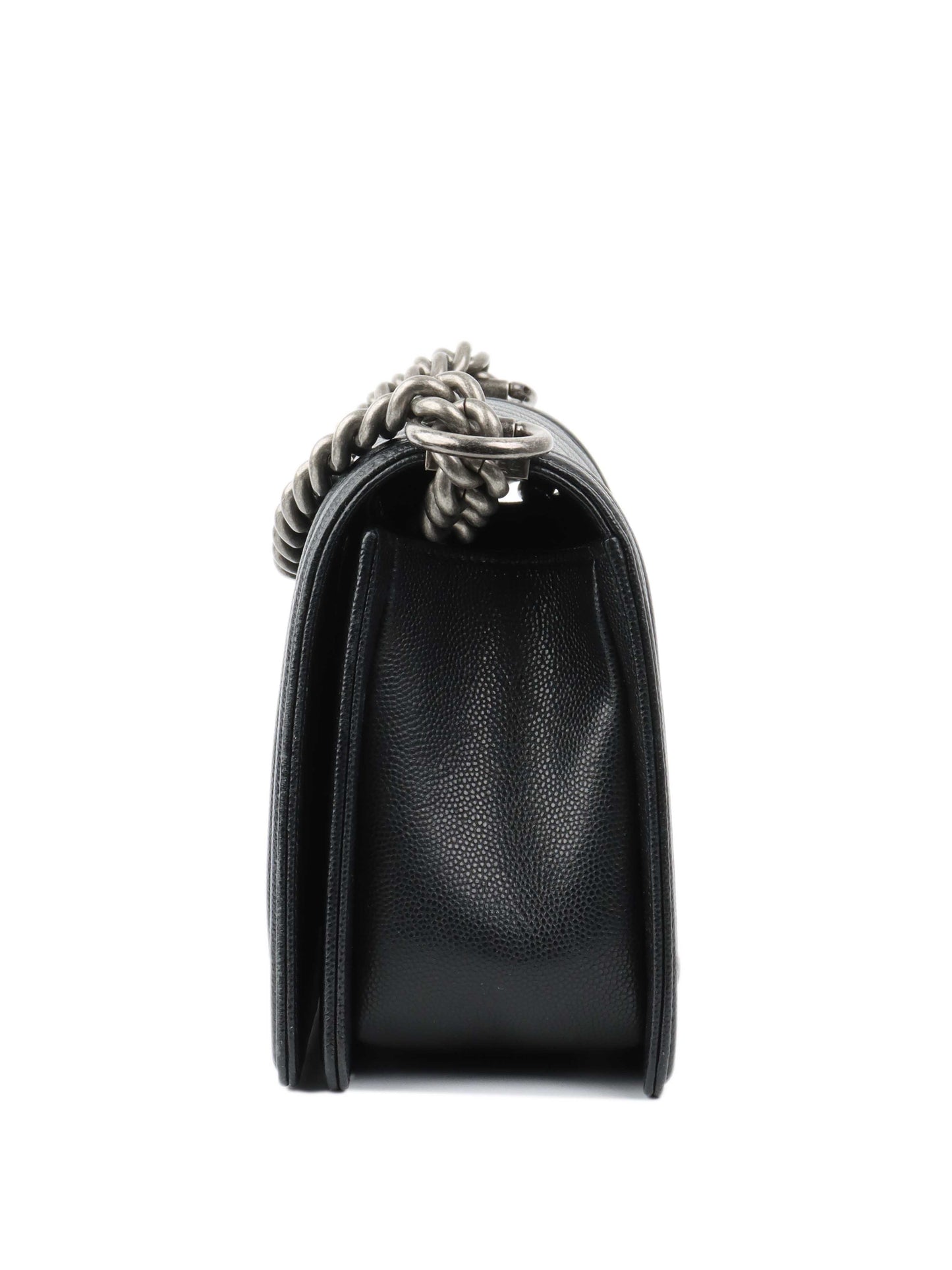 Chanel Medium Black Chevron Boy Bag.