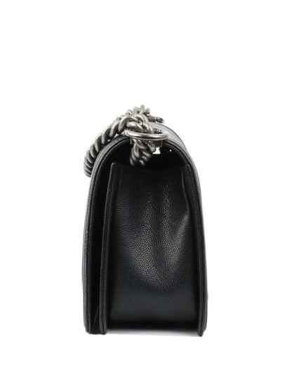 Chanel Medium Black Chevron Boy Bag.