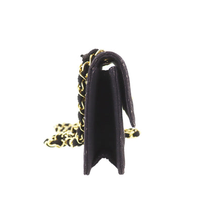 CHANEL Mini Matelasse  Shoulder Bag Black Canvas Vintage #CN499
