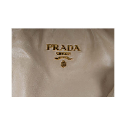 Prada Prada Beige Leather Hobo HandBag with Strap