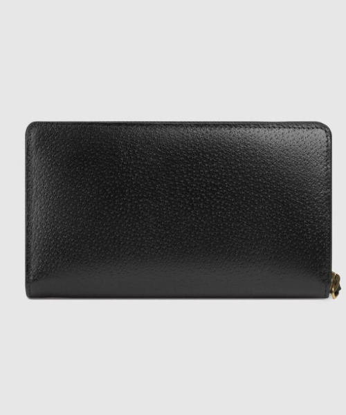 Gucci Leather Zip Around Wallet With Web Black