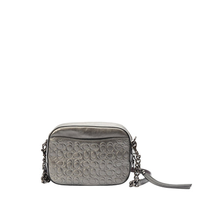Coach Gunmetal Grey Medium Logo Chain Handle Cross Body Bag