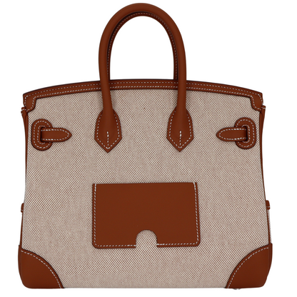 Hermès 25cm Birkin Cargo Ecru/Gold Canvas/Swift Leather Palladium Hardware