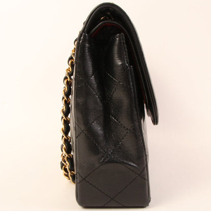 CHANEL Around 1992 Made Paris Limited Design Flap Chain Bag Black