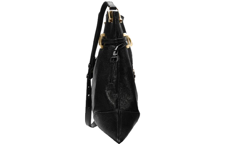 (WMNS) Gucci Horsebit 1955 Retro Gold buckle Leather Drawstring Shoulder Messenger Bag Black 602089-1IV0G-1000