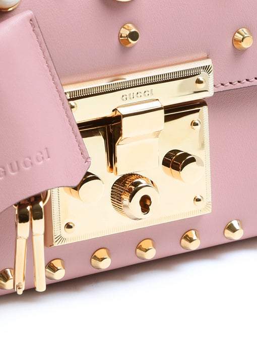 Gucci Padlock Shoulder Bag Pink With Pearls