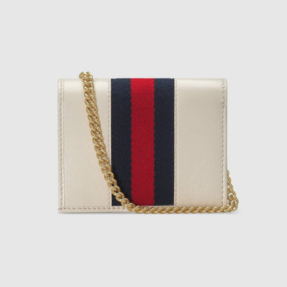 Gucci Rajah Chain Card Case Wallet White