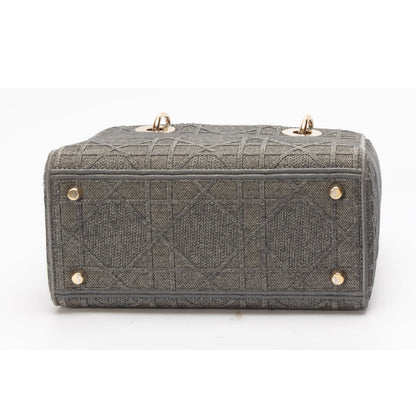 Dior Grey Cannage Medium Lady D-Lite Satchel
