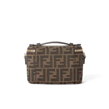 Fendi Vanity Tobacco Brown Ff Jacquard Fabric Mini-Bag