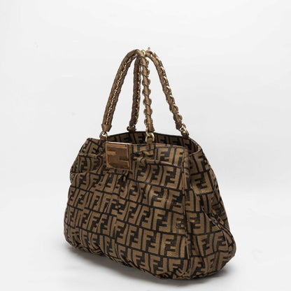 Fendi Tobacco Zucca Canvas Mia Shoulder Bag