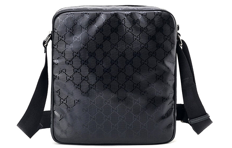 GUCCI Logo Leather Logo Shoulder Messenger Bag Black Classic 201448-FU4CR-1000
