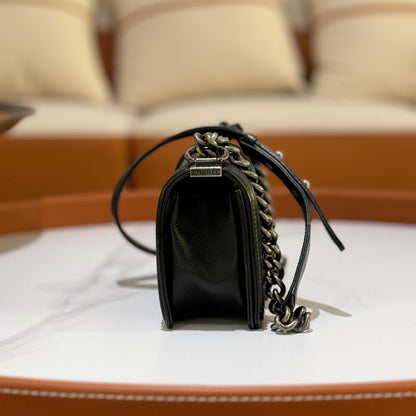 CHANEL SMALL LEBOY BLACK RUTHENIUM HARDWARE