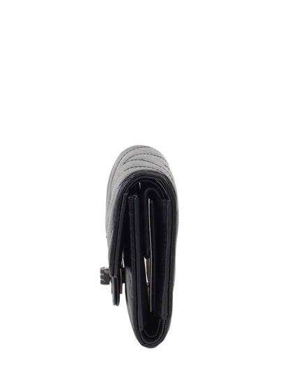 Chanel All Black Chevron 2.55 Compact Wallet.