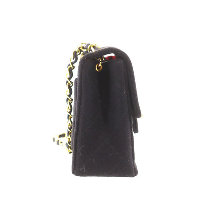 CHANEL Matelasse Crossbody Shoulder Bag Black Cotton #AF580