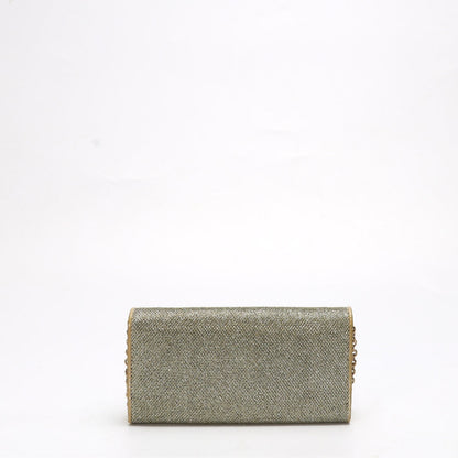 Jimmy Choo Silver Glitter Flap Wallet on Chain