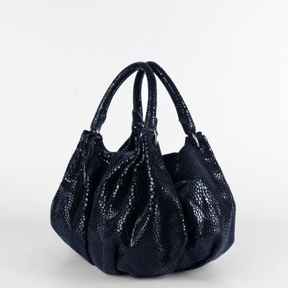 Giorgio Armani Black Leather Python Skin Hobo Bag