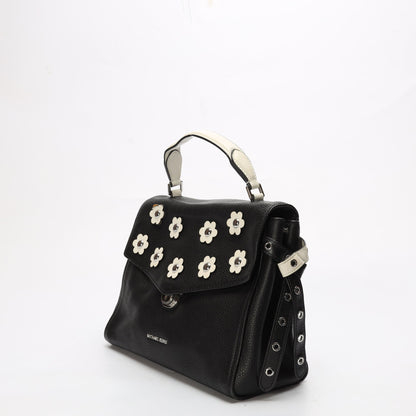 Michael Kors Bristol Floral Appliqué Black Satchel