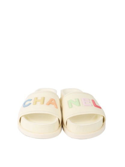 Chanel Cream/Pastel Slides 38