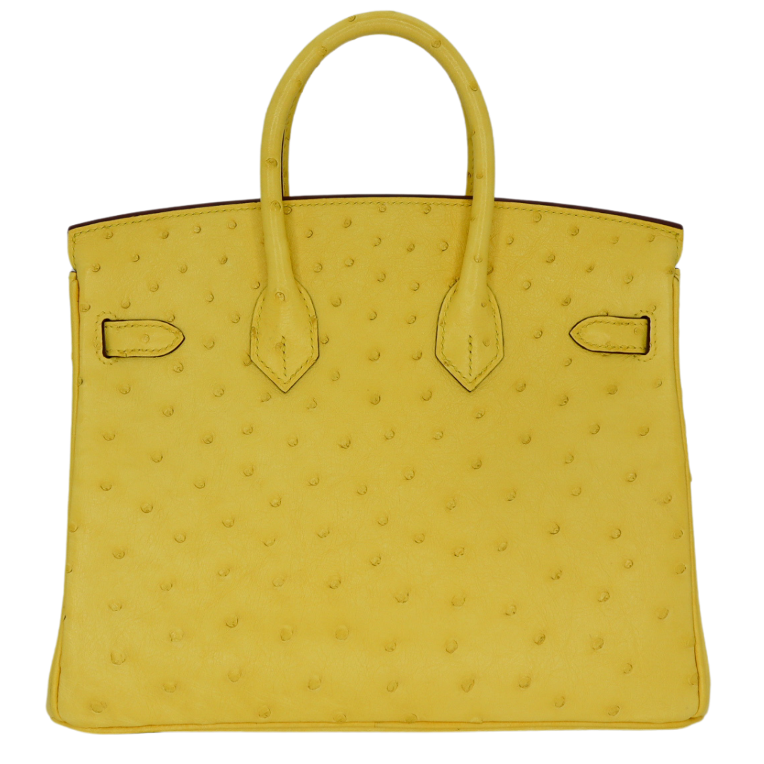 Hermès 25cm Birkin Jaune Citron Ostrich Palladium Hardware