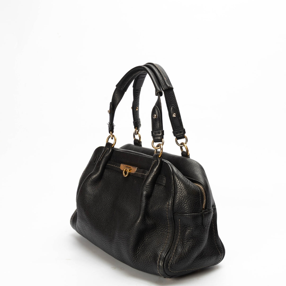 Salvatore Ferragamo Gancini Black Satchel