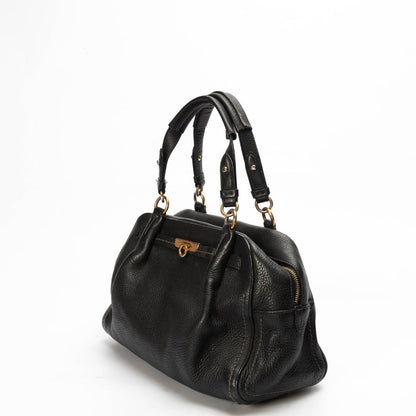 Salvatore Ferragamo Gancini Black Satchel