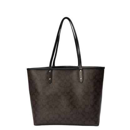 Coach Brown/Black Signature Canvas Reversible City Tote