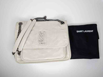 YSL Niki Shoulder Bag, White Leather, Medium