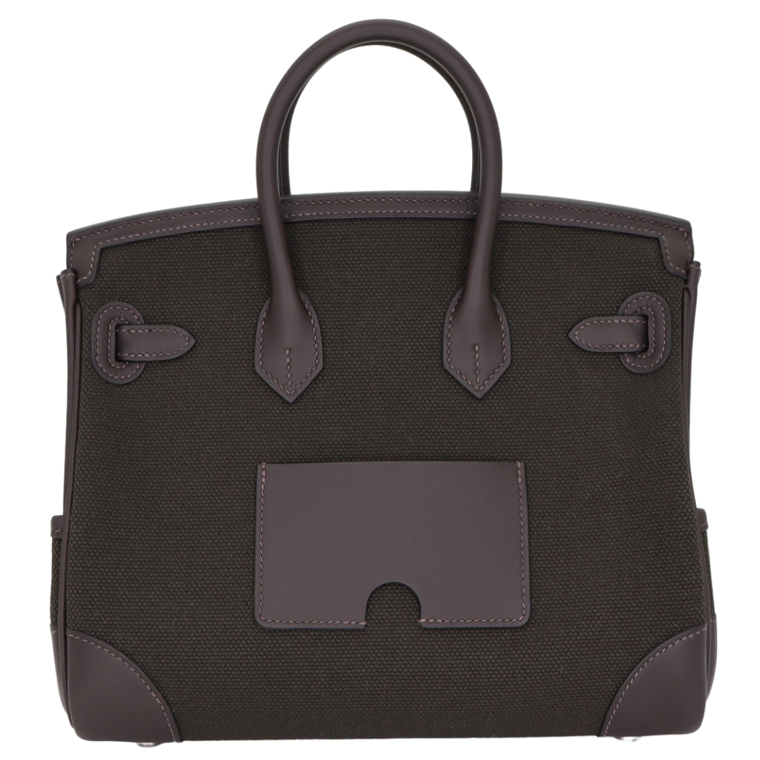 Hermès 25cm Birkin Cargo Bronze/Ebene Canvas/Swift Leather Palladium Hardware