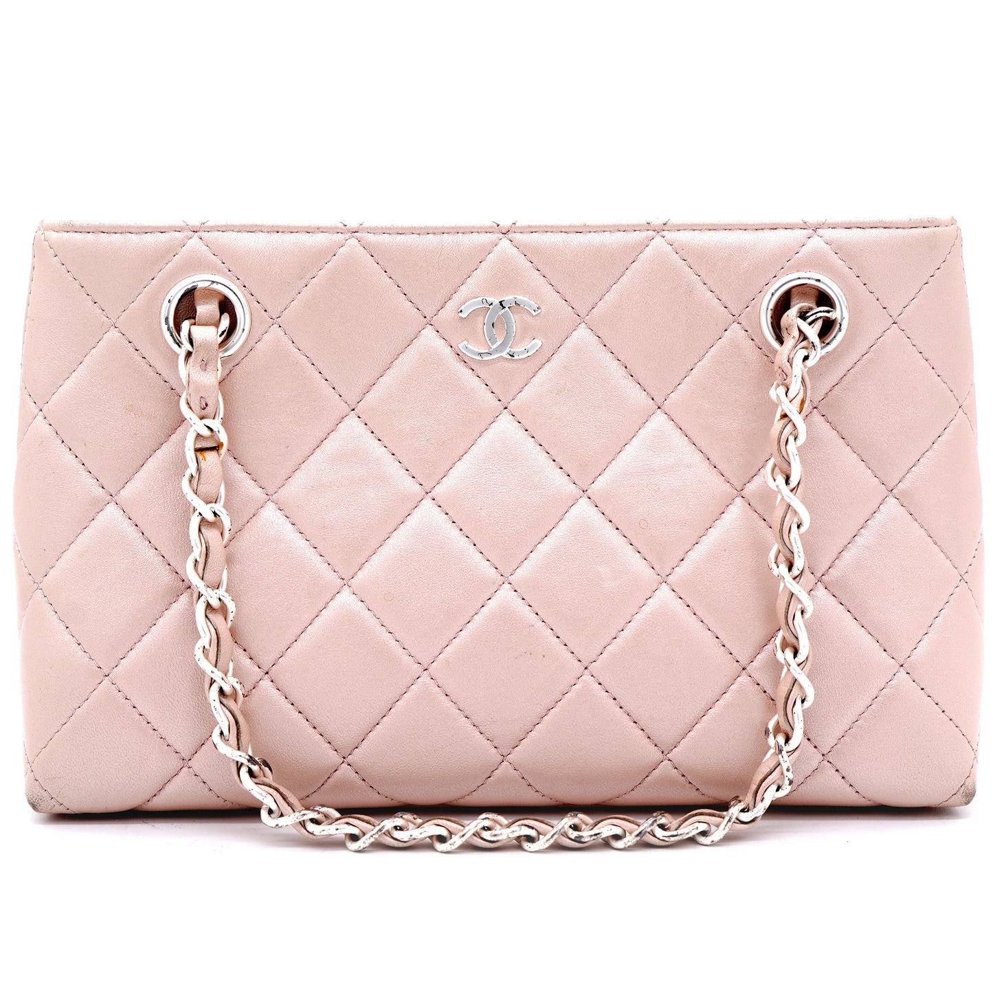 Pearlecent Pink Quilted Vintage Small Tote Bag