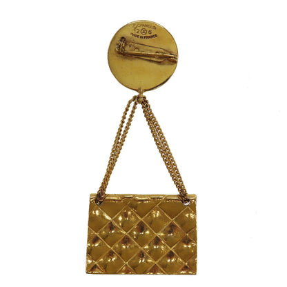 CHANEL CC Logo  Matelasse Swing Pin Brooch Gold Plated 26 Vintage #BX144 S