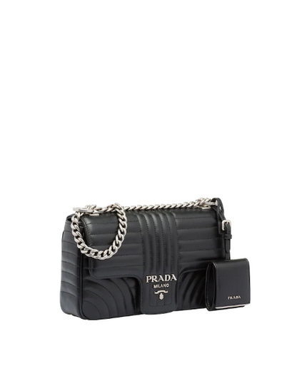 Prada Diagramme Medium Leather Bag Black