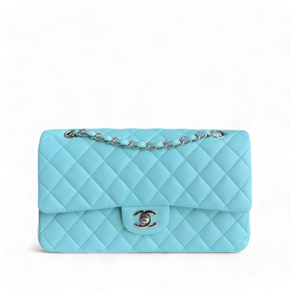 Chanel Classic Flap Medium - 25CM Quilted Lambskin Tiffany Blue Silver Hardware Series 27