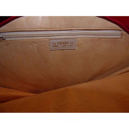 Fendi SAS red leather stylized fan shaped purse by Lagerfeld