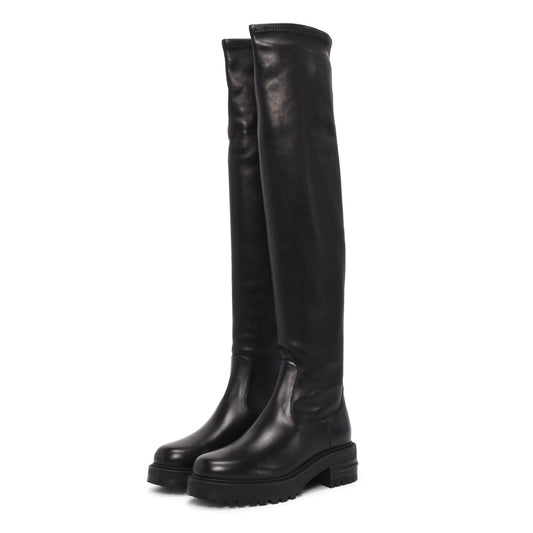 Dior Black Stretch Lambskin D-Fight Over-the-Knee Boots 37.5