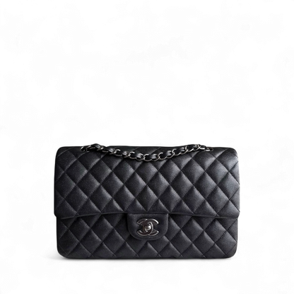 Chanel Classic Flap Medium - Caviar 25CM Quilted Iridescent Black Silver Hardware Series 24