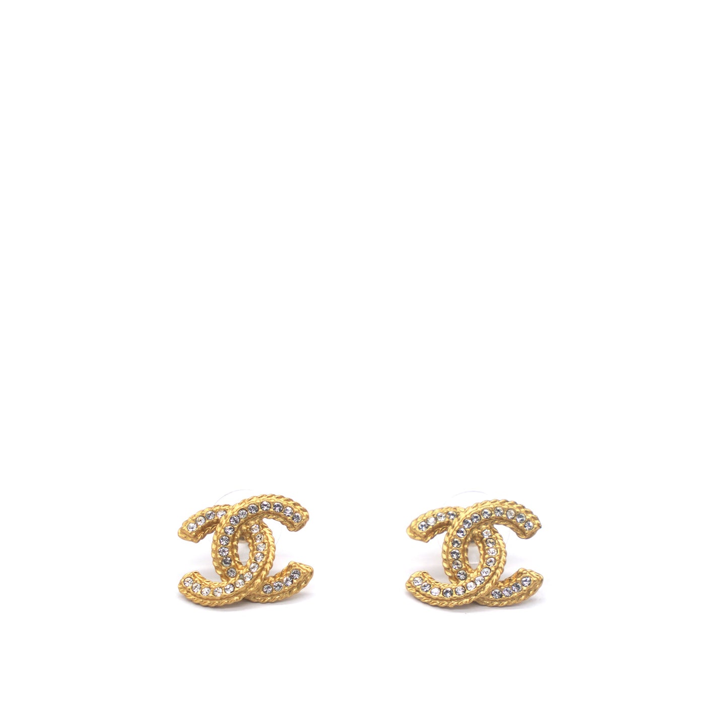 Gold Double C Wheat Earrings With Crystal