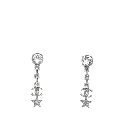 CC and Stars Silver Tone Drop Earrings